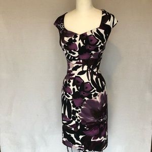 Plum purple floral sweetheart formal dress